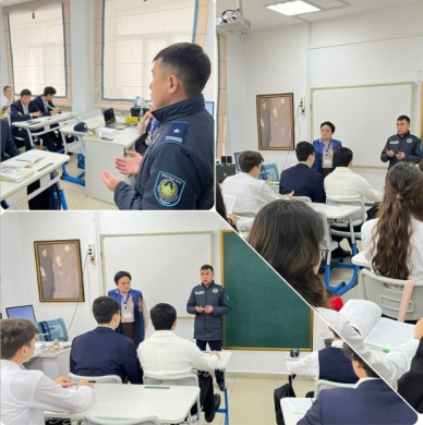 Мектеп-лицей инспекторы Ж.Р.Касымханов 11-сынып оқушыларымен кездесу өткізді